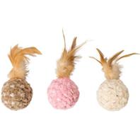 Ethical Cat - Chenille Chaser Feather Ball Cat Toy - Assorted - 5 In
