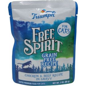 Triumph Pet Industries - Triumph Free Spirit Grain Free Cat Pouch - Chicken/Beef - 3 oz