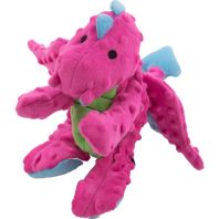 Quaker Pet Group -Godog Dragons Durable Plush Squeaker Dog Toy - Pink - Large