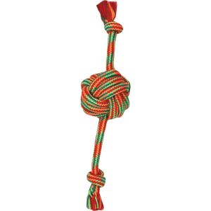 Mammoth Pet Products - Extra Fresh Monkey Fist Ball With Rope Ends - Green / White - 13 Inch