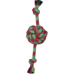 Mammoth Pet Products - Extra Fresh Monkey Fist Ball With Rope Ends - Green / White - 18 Inch