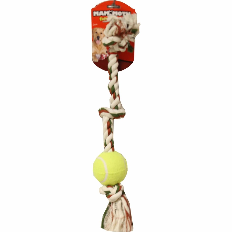 Mammoth Pet Products - Knot Tug W/Tennis Ball - Multi - Medium/20 Inch