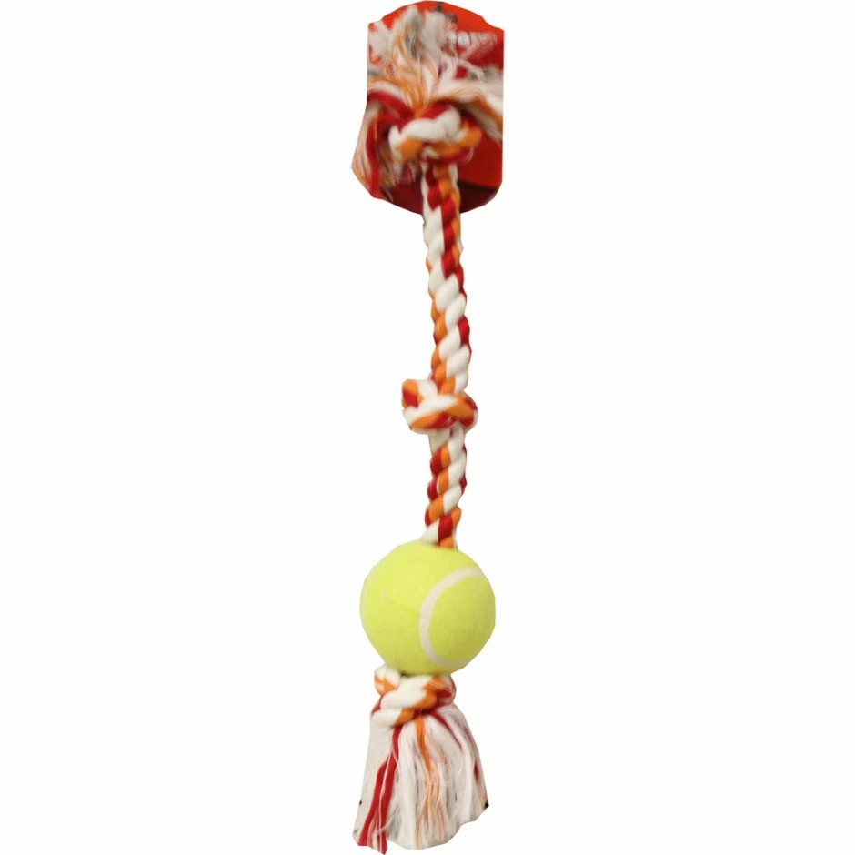 Mammoth Pet Products - Knot Tug W/Tennis Ball - Multi - Large/24 Inch