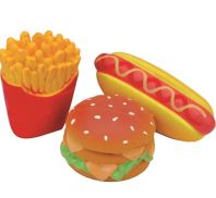Coastal Pet Products -Lil Pals Latex Hamburger Fries & Hot Dog Toy Set - Multi - 4 Inch