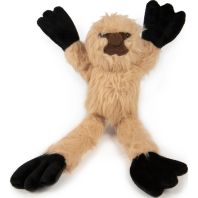 Quaker Pet Group -Godog Crazy Tugs Sloth Plush Squeaker Dog Toy - Tan - Small
