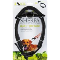 Quaker Pet Group -Sherpa Dog Collar With Built In Leash - Black - Large
