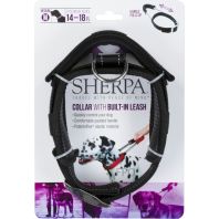 Quaker Pet Group -Sherpa Dog Collar With Built In Leash - Black - Medium