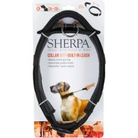 Quaker Pet Group -Sherpa Dog Collar With Built In Leash - Black - X Large