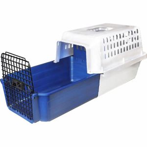 Van Ness Plastic Molding - Calm Carrier For Cats With E-Z Load Drawer - White/Blue - 13X14X20 Inch