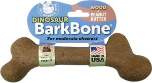 Pet Qwerks - Dinosaur Barkbone - Peanut Butter/Wood - XXXlarge