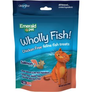 Emerald Pet Products - Wholly Fish Chicken - Free Cat Treats - Salmon - 3 Ounce