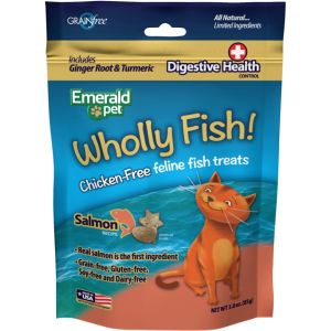 Emerald Pet Products - Wholly Fish Chicken-Free Cat Treats - Salmon Dh - 3 Ounce