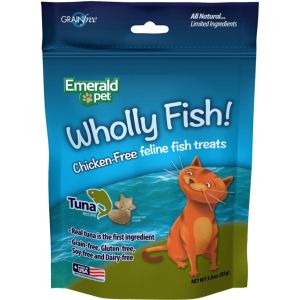 Emerald Pet Products  - Wholly Fish Chicken - Free Cat Treats - Tuna - 3 Ounce