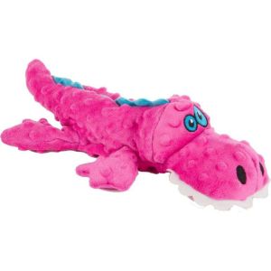 Quaker Pet Group - Godog Gators Durable Plush Squeaker Dog Toy - Pink - Small