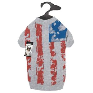 Zack & Zoey - Americas Pup Flag Print Tee - XSmall - Silver