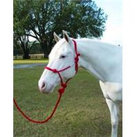 Hamilton Halter - Adult Rope Halter with Lead - Red - Average