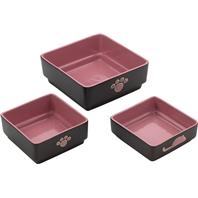 Ethical Stoneware Dish - Four Square Cat Dish - Pink - 5 Inch