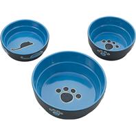 Ethical Stoneware Dish - Fresco Cat Dish - Blue - 5 Inch