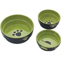 Ethical Stoneware Dish - Fresco Dog Dish - Green - 5 Inch