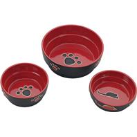 Ethical Stoneware Dish - Fresco Dog Dish - Red - 7 Inch