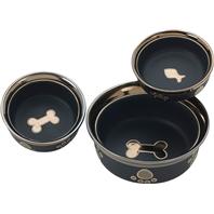 Ethical Stoneware Dish - Ritz Copper Rim Cat Dish - Black - 5 Inch
