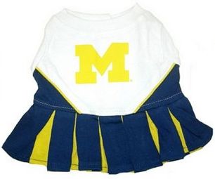 DoggieNation-College - Michigan Wolverines Cheerleader Dog Dress - Xtra Small