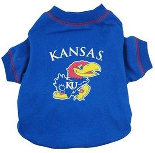 DoggieNation-College - Kansas Jayhawks Dog Tee Shirt - Large