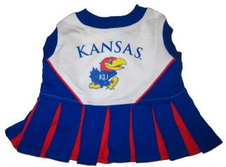 DoggieNation-College - Kansas Jayhawks Cheerleader Dog Dress - XtraSmall