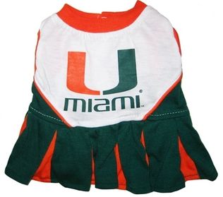 DoggieNation-College - Miami Hurricanes Cheerleader Dog Dress - XtraSmall