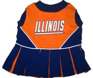 DoggieNation-College - Illinois Fighting Illini Cheerleader Dog Dress - XtraSmall