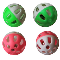 Iconic Pet - Two-Tone Plastic Ball with Bell - Assorted - 1.5 Inch - 4 Pack