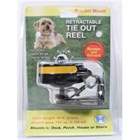 Howard Pet Products  - Reflective Retractable Tie Out Reel With Bracket - Black/Yellow - Up To 30 Lb