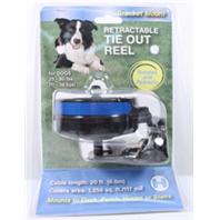 Howard Pet Products  - Reflective Retractable Tie Out Reel With Bracket - Black/Blue - 25-80 Lb