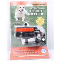 Howard Pet Products  - Reflective Retractable Tie Out Reel With Bracket - Black/Red - 80-120 Lb