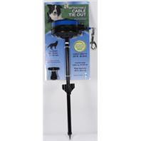 Howard Pet Products  - Relective Retractable Cable Tie Out With Stake - Black/Blue - 25-80 Lb