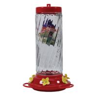 Audubon/Woodlink - Audubon Glass Swirl Hummingbird Feeder - Red/Clear - 30 oz