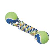 Ethical Dog - Spot Rainbow Twister 2-Ball Dumbell - Blue/Green - 10 Inch