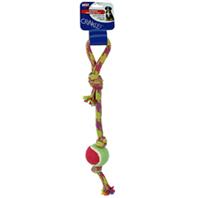 Ethical Dog - Spot Crinkler Rope Tug With Tennis Ball - Assorted - 17