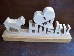 Fine Crafts - Wooden I Love My Husky Display