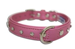 Angel Pet Supplies - Athens Leather Rhinestone Bling Dog Collar - Bubblegum Pink - 16" X 3/4" 