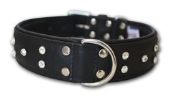 Angel Pet Supplies - Athens Leather Rhinestone Bling Dog Collar - Midnight Black - 22" X 1.5" 