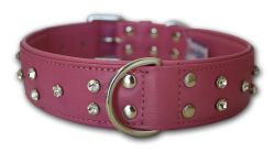 Angel Pet Supplies - Athens Leather Rhinestone Bling Dog Collar - Bubblegum Pink - 22" X 1.5" 