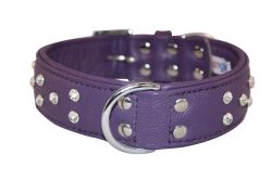 Angel Pet Supplies - Athens Leather Rhinestone Bling Dog Collar - Orchid Purple - 22" X 1.5" 