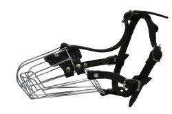 Angel Pet Supplies - D1 Miami Wire Cage & Leather Muzzle - Black - 11" circumference, 4.75" length 