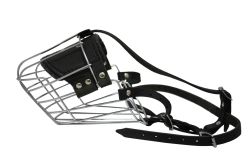 Angel Pet Supplies - 12 Miami Wire Cage & Leather Muzzle - Black - 18.5" circumference, 5.5" length 