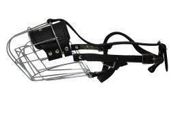 Angel Pet Supplies - 10 Miami Wire Cage & Leather Muzzle - Black - 15.5" circumference, 5" length 