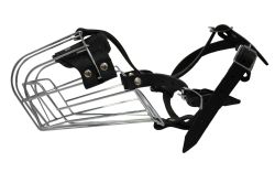 Angel Pet Supplies - 8 Miami Wire Cage & Leather Muzzle - Black - 14" circumference, 4.5" length 