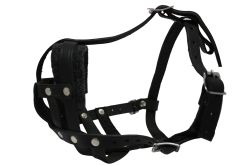 Angel Pet Supplies - BM2 Boston Leather Basket Muzzle - Black - 13.5" circumference, 3" length