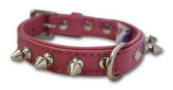 Angel Pet Supplies - Rotterdam Leather Spiked Single-Line Dog Collar - Bubblegum Pink - 14" X 3/4" 