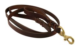 Angel Pet Supplies - DBL Handle Braided Leather Leash - Brown - 6' X 3/4"